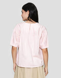 Connexion Pleats Hand V-Neck Blouse Wanita