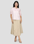 Connexion Pleats Hand V-Neck Blouse Wanita