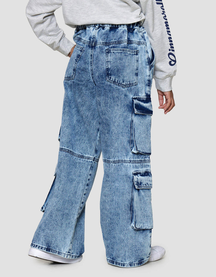 Nevada Acid Wash Celana Panjang Denim Anak Perempuan