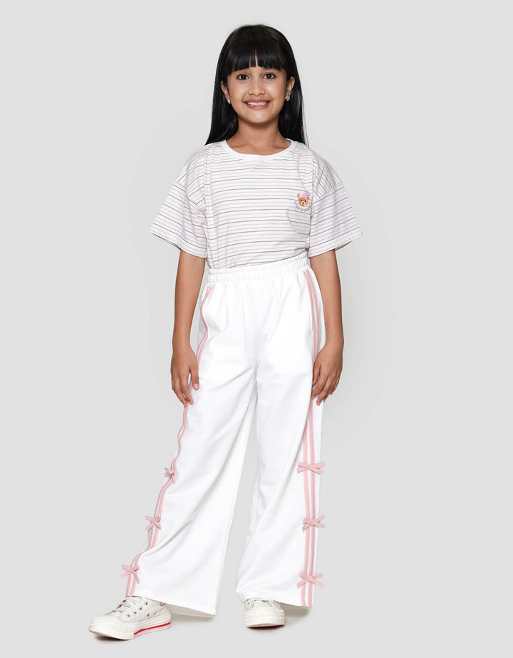 Nevada Knit Stripe Aplikasi Pita Celana Panjang Anak Perempuan