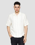 Cole Stripe Weaving Kemeja Lengan Pendek Pria