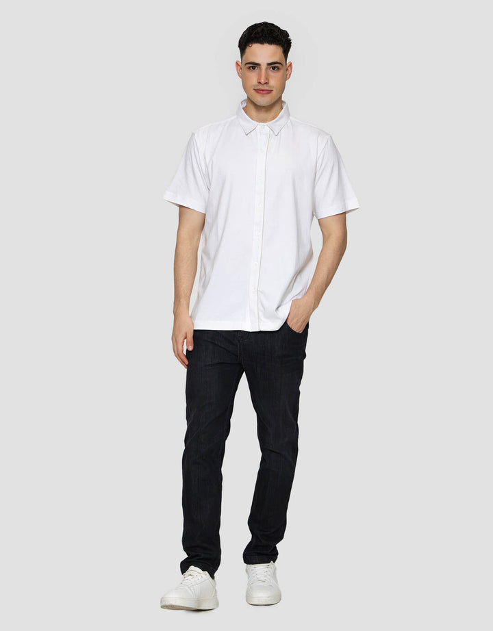 Cole Knitt Pipping Placate Kemeja Lengan Pendek Pria