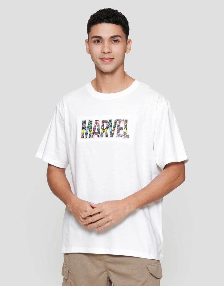 Marvel Wording Emboss Kaos Pria