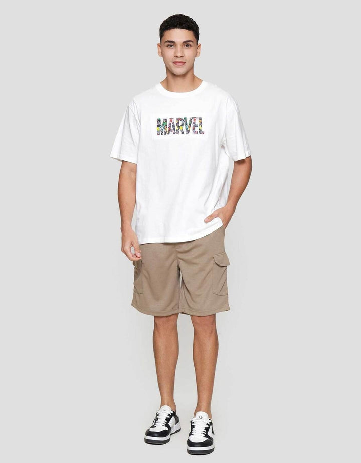 Marvel Wording Emboss Kaos Pria