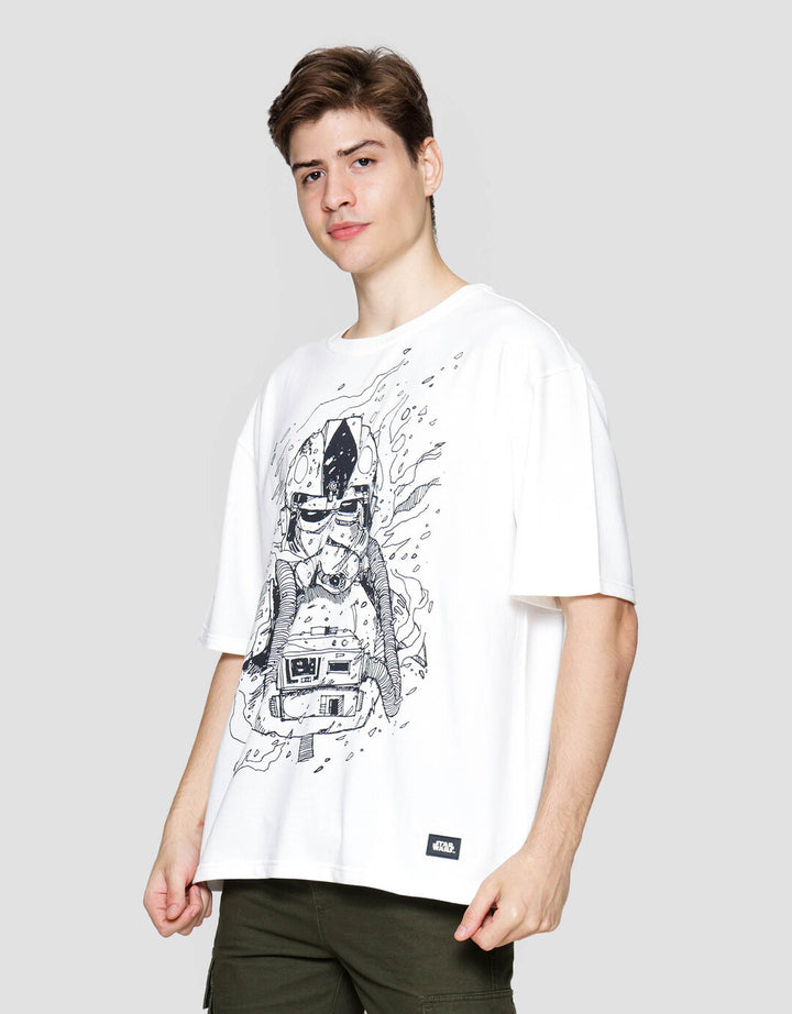 Star Wars Print Stromtrooper Kaos Lengan Pendek Pria