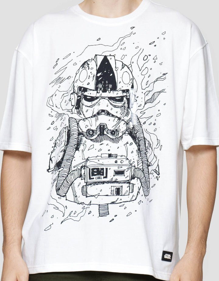 Star Wars Print Stromtrooper Kaos Lengan Pendek Pria