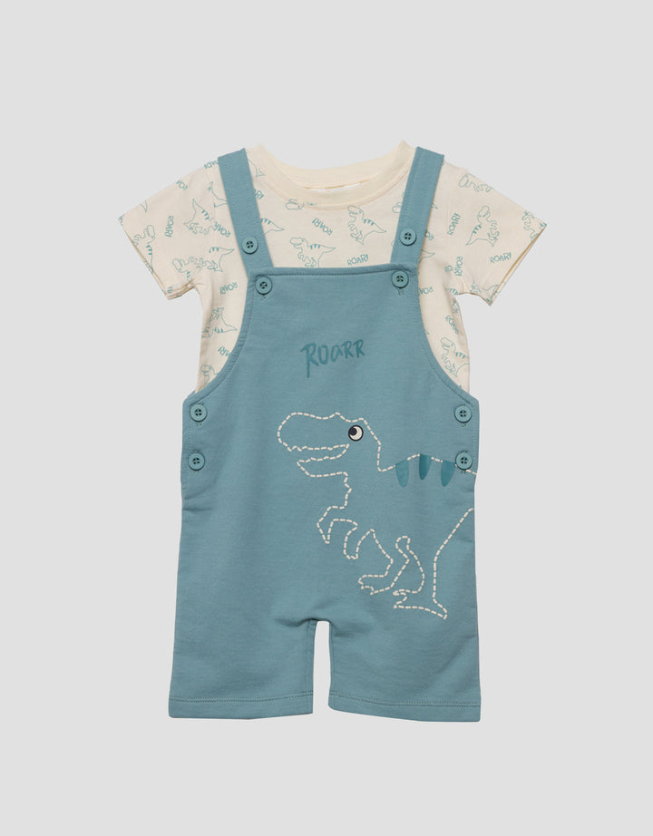 Little M Knit Team Dino Jumpsuit Overall Anak Laki-laki