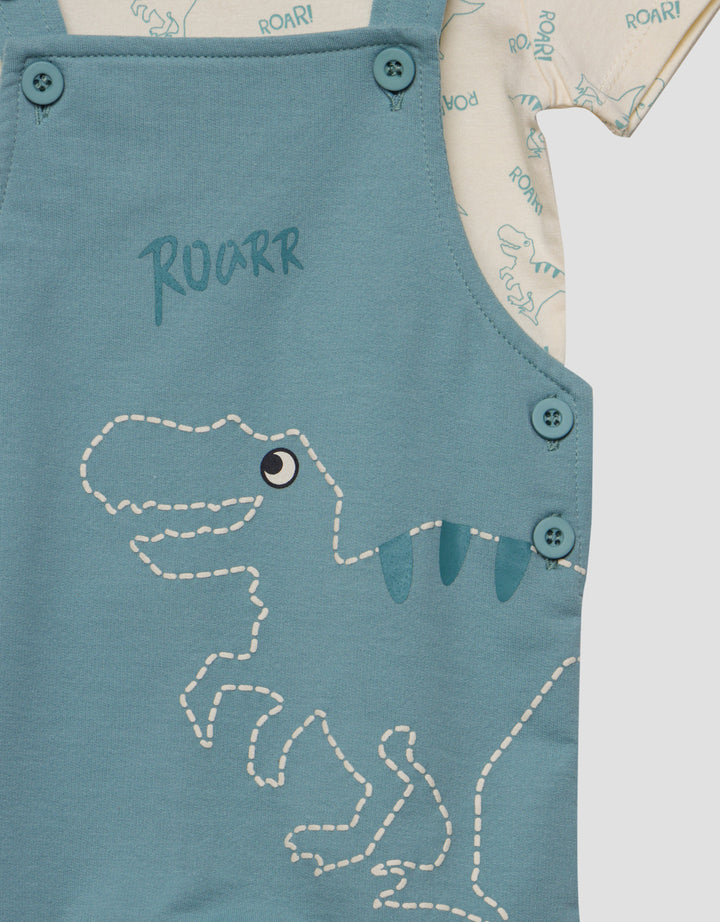 Little M Knit Team Dino Jumpsuit Overall Anak Laki-laki