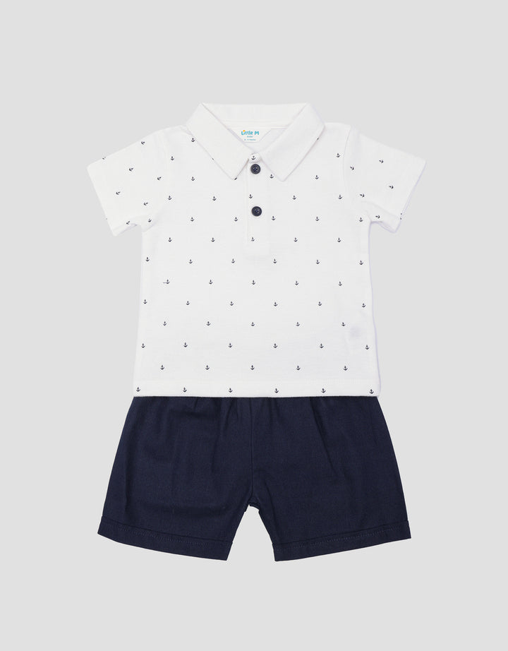 Little M Polo Lacoste Short Jangkar Setelan Anak Laki-laki