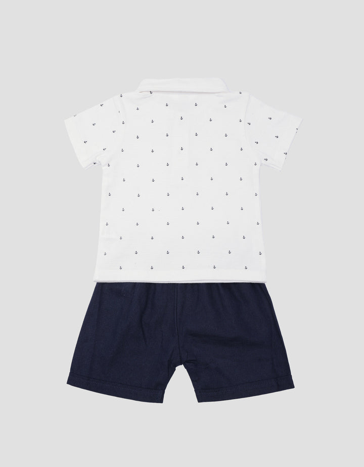Little M Polo Lacoste Short Jangkar Setelan Anak Laki-laki