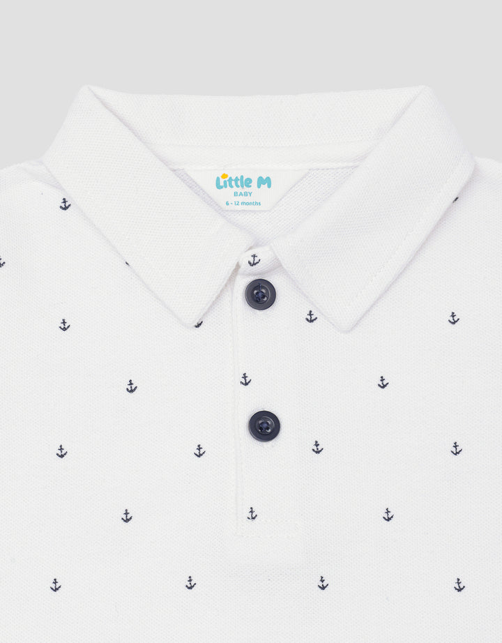 Little M Polo Lacoste Short Jangkar Setelan Anak Laki-laki