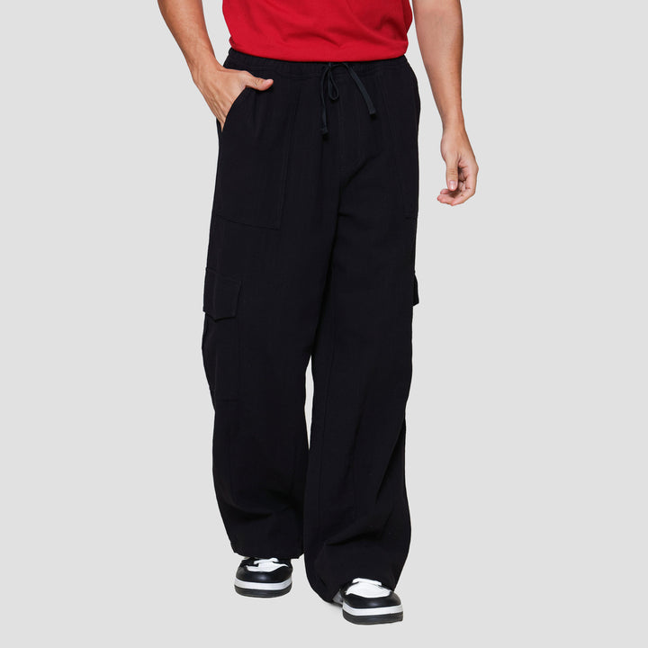 Nevada Loose Fit Wide Leg Texture Celana Cargo Pria