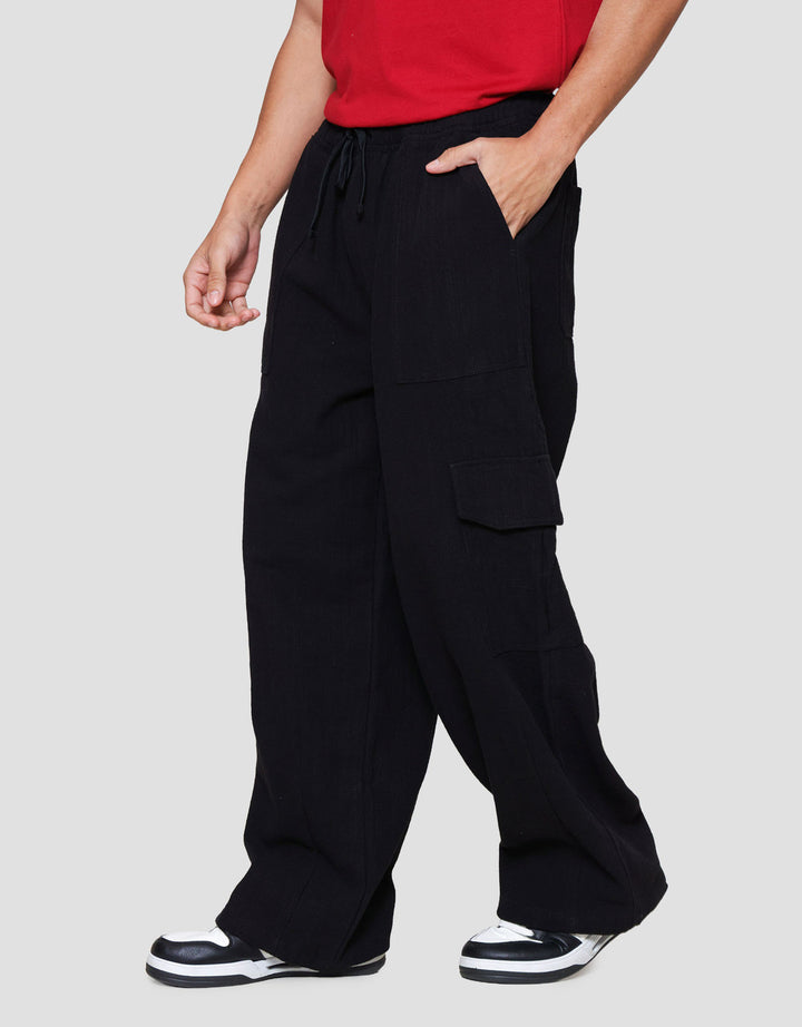 Nevada Loose Fit Wide Leg Texture Celana Cargo Pria