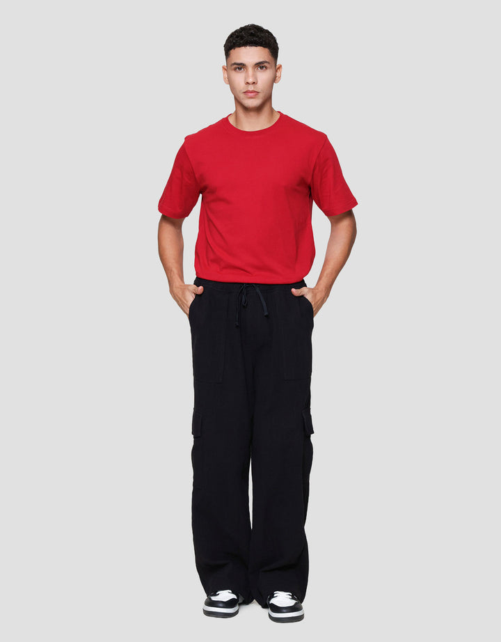 Nevada Loose Fit Wide Leg Texture Celana Cargo Pria