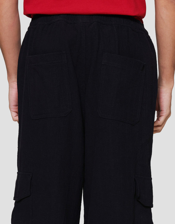 Nevada Loose Fit Wide Leg Texture Celana Cargo Pria