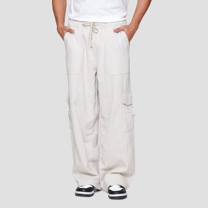 Nevada Loose Fit Wide Leg Texture Celana Cargo Pria