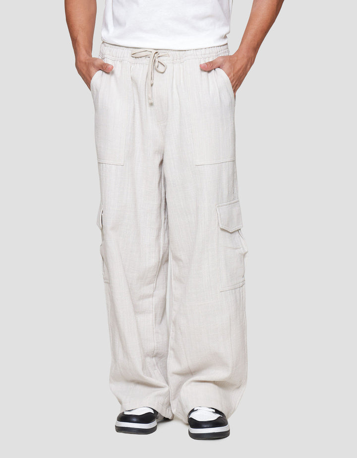 Nevada Loose Fit Wide Leg Texture Celana Cargo Pria