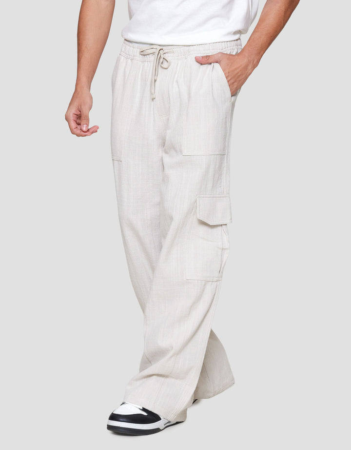 Nevada Loose Fit Wide Leg Texture Celana Cargo Pria