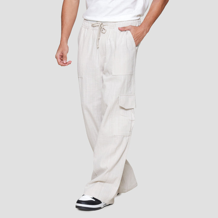 Nevada Loose Fit Wide Leg Texture Celana Cargo Pria