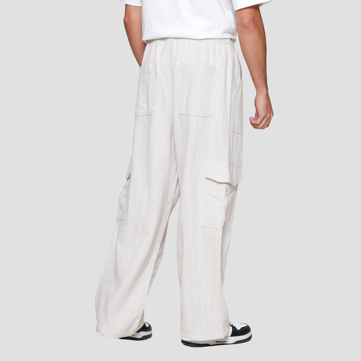 Nevada Loose Fit Wide Leg Texture Celana Cargo Pria