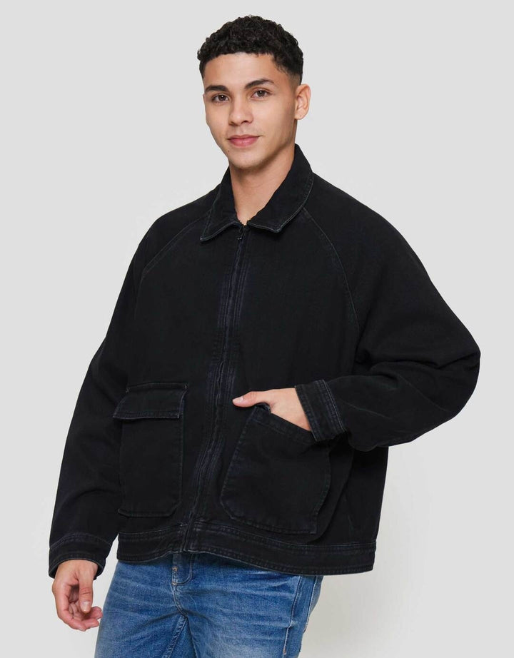 Nevada Zipper Boxy Fit Jaket Denim Pria