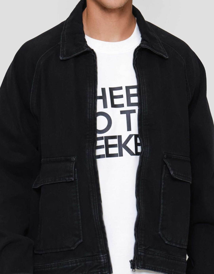 Nevada Zipper Boxy Fit Jaket Denim Pria