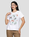 Connexion Print Flowers Bird Kaos Wanita