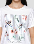 Connexion Print Flowers Bird Kaos Wanita