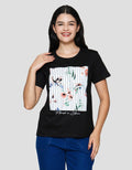 Connexion Print Flowers Bird Kaos Wanita