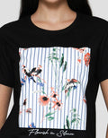 Connexion Print Flowers Bird Kaos Wanita