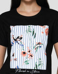 Connexion Print Flowers Bird Kaos Wanita