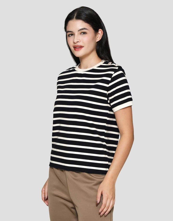 Connexion Knit Emas Kaos Lengan Pendek Wanita