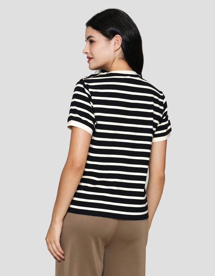 Connexion Knit Emas Kaos Lengan Pendek Wanita