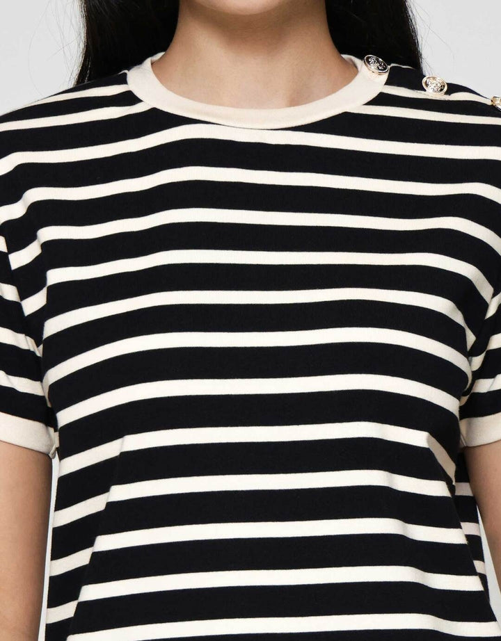 Connexion Knit Emas Kaos Lengan Pendek Wanita