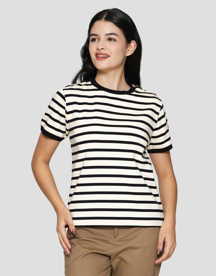 Connexion Knit Emas Kaos Lengan Pendek Wanita