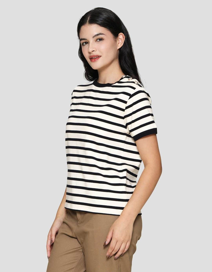 Connexion Knit Emas Kaos Lengan Pendek Wanita