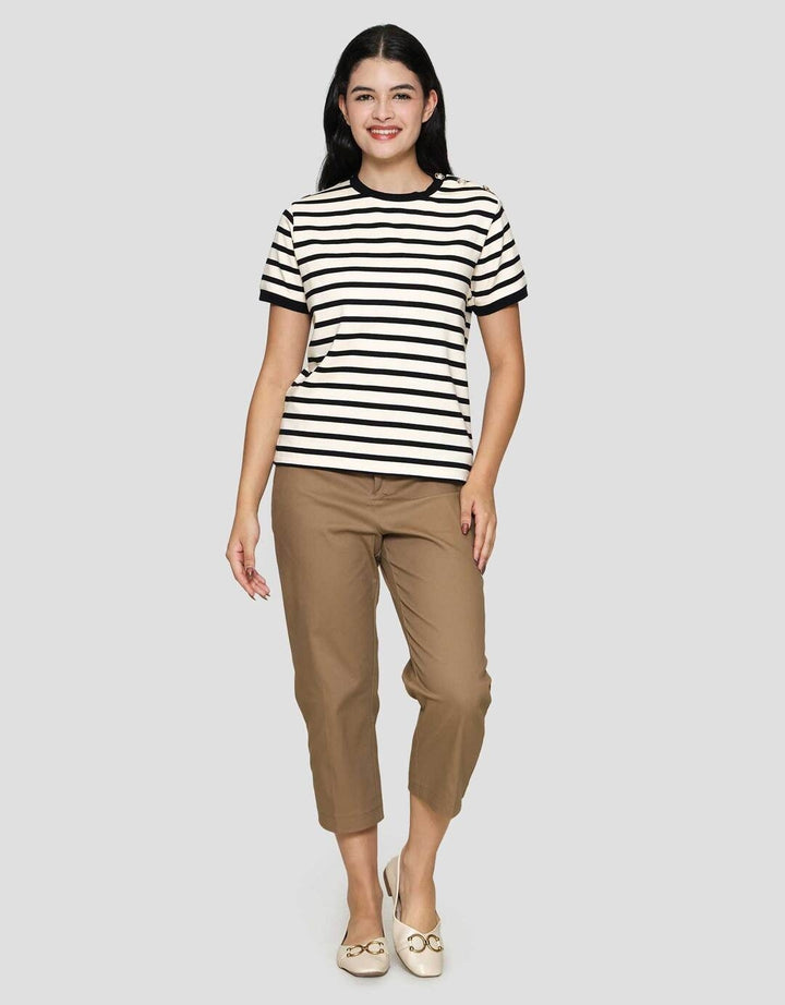 Connexion Knit Emas Kaos Lengan Pendek Wanita