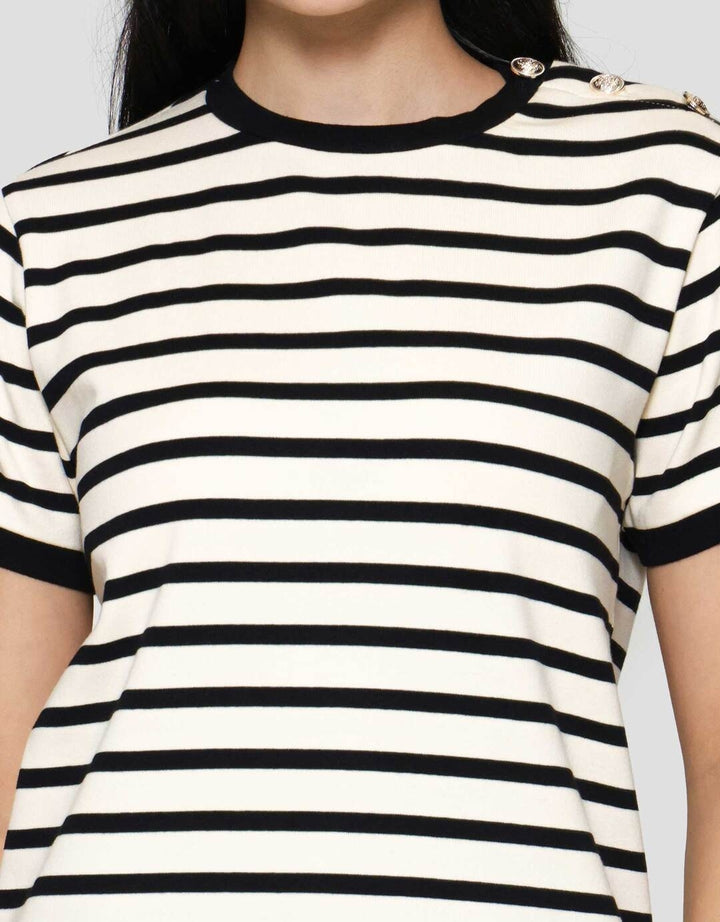 Connexion Knit Emas Kaos Lengan Pendek Wanita