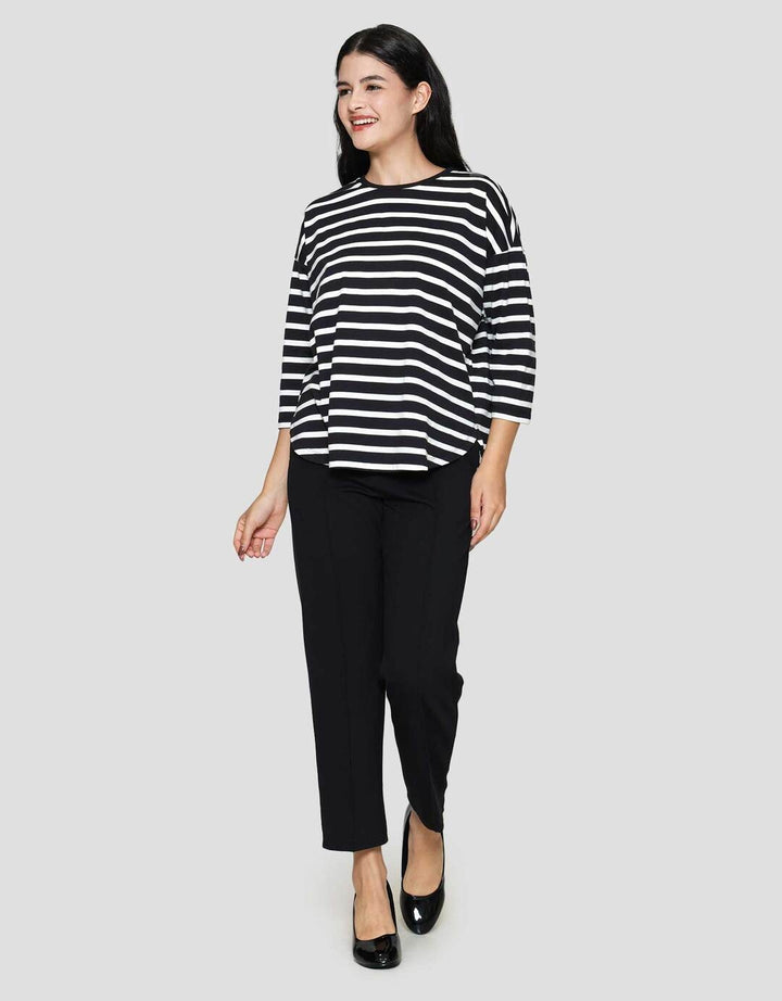 Connexion Stripe Drop Shouldr Kaos Wanita