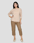 Connexion Stripe Drop Shouldr Kaos Wanita
