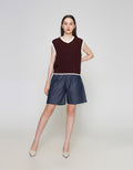 ZES UNIVERSITY WITH CONTRAST RIB VEST WANITA DTROW007