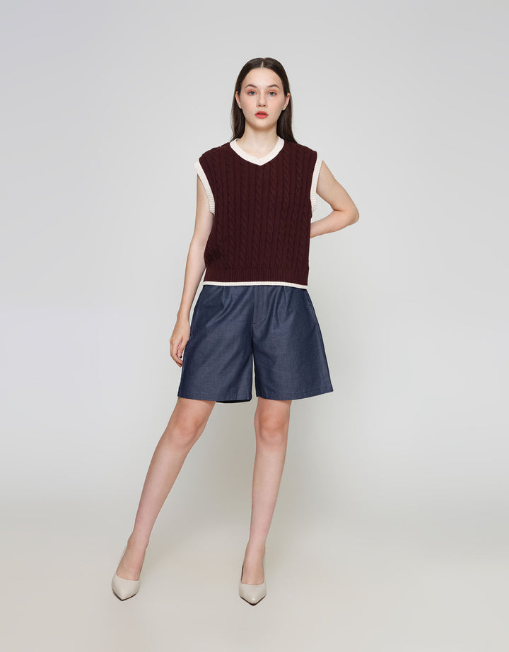 ZES UNIVERSITY WITH CONTRAST RIB VEST WANITA DTROW007
