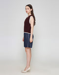 ZES UNIVERSITY WITH CONTRAST RIB VEST WANITA DTROW007
