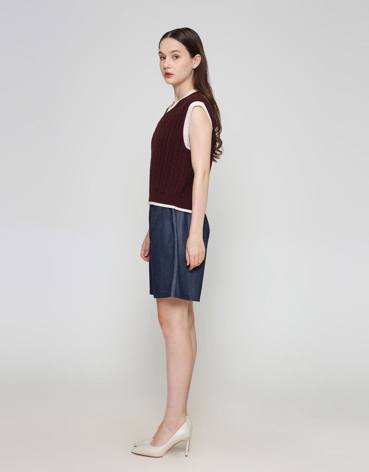ZES UNIVERSITY WITH CONTRAST RIB VEST WANITA DTROW007