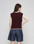 ZES UNIVERSITY WITH CONTRAST RIB VEST WANITA DTROW007