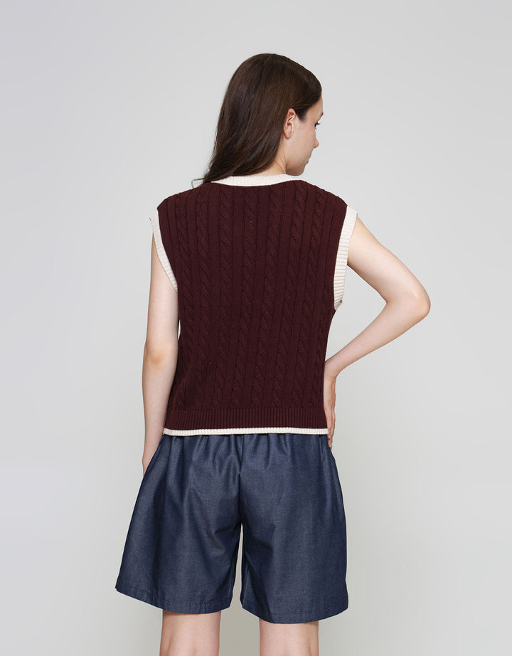 ZES UNIVERSITY WITH CONTRAST RIB VEST WANITA DTROW007