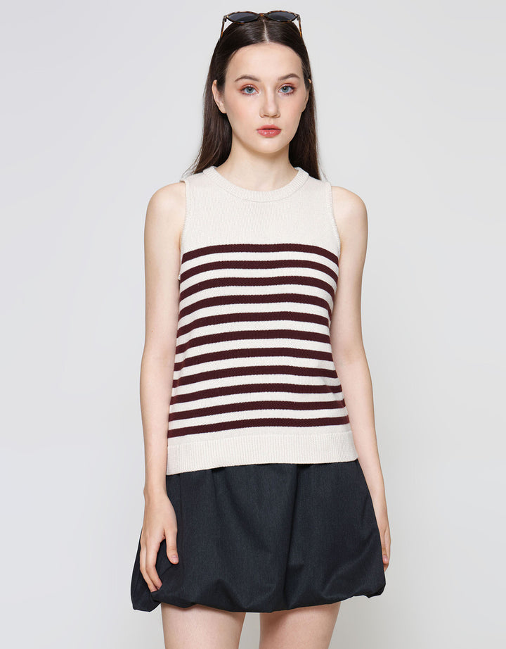 ZES KNIT STRIPE SLEEVELESS KAOS WANITA DTRTP008