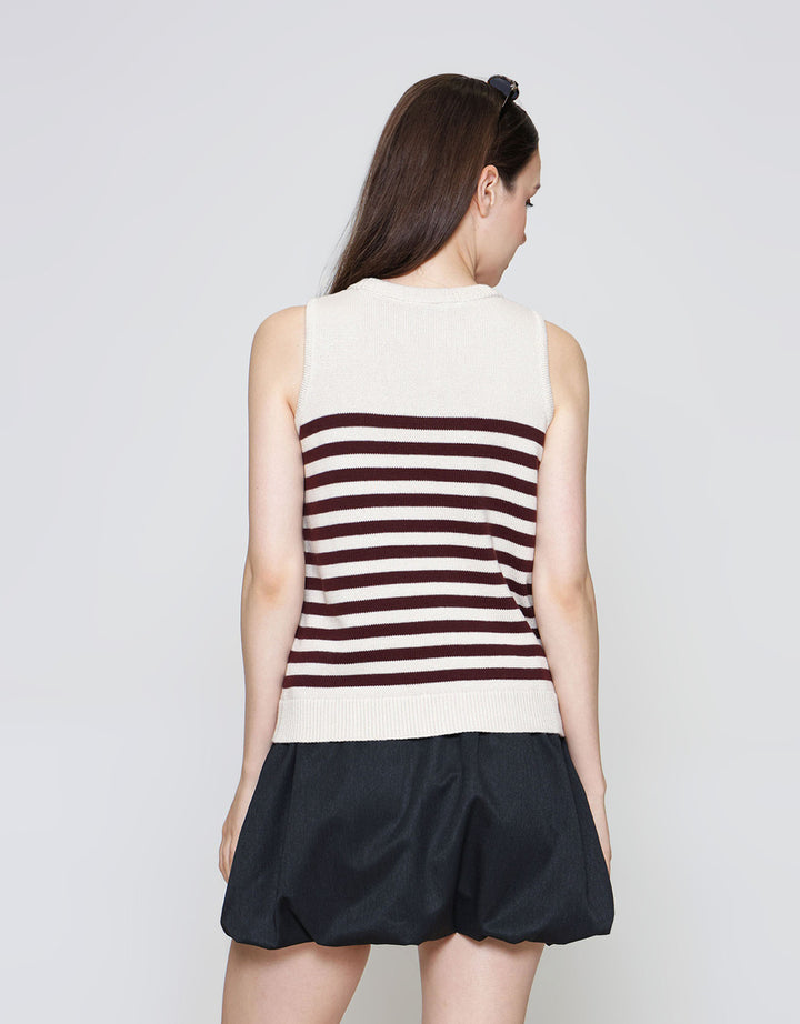 ZES KNIT STRIPE SLEEVELESS KAOS WANITA DTRTP008