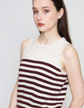 ZES KNIT STRIPE SLEEVELESS KAOS WANITA DTRTP008