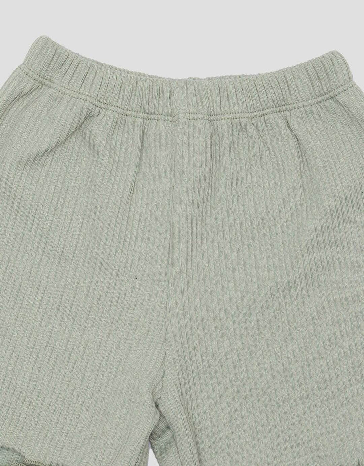 Little M Textured Rib Stripe Pakaian Setelan Anak Perempuan